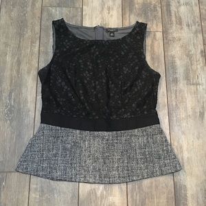 Ann Taylor Black lace peplum top 2 Petite